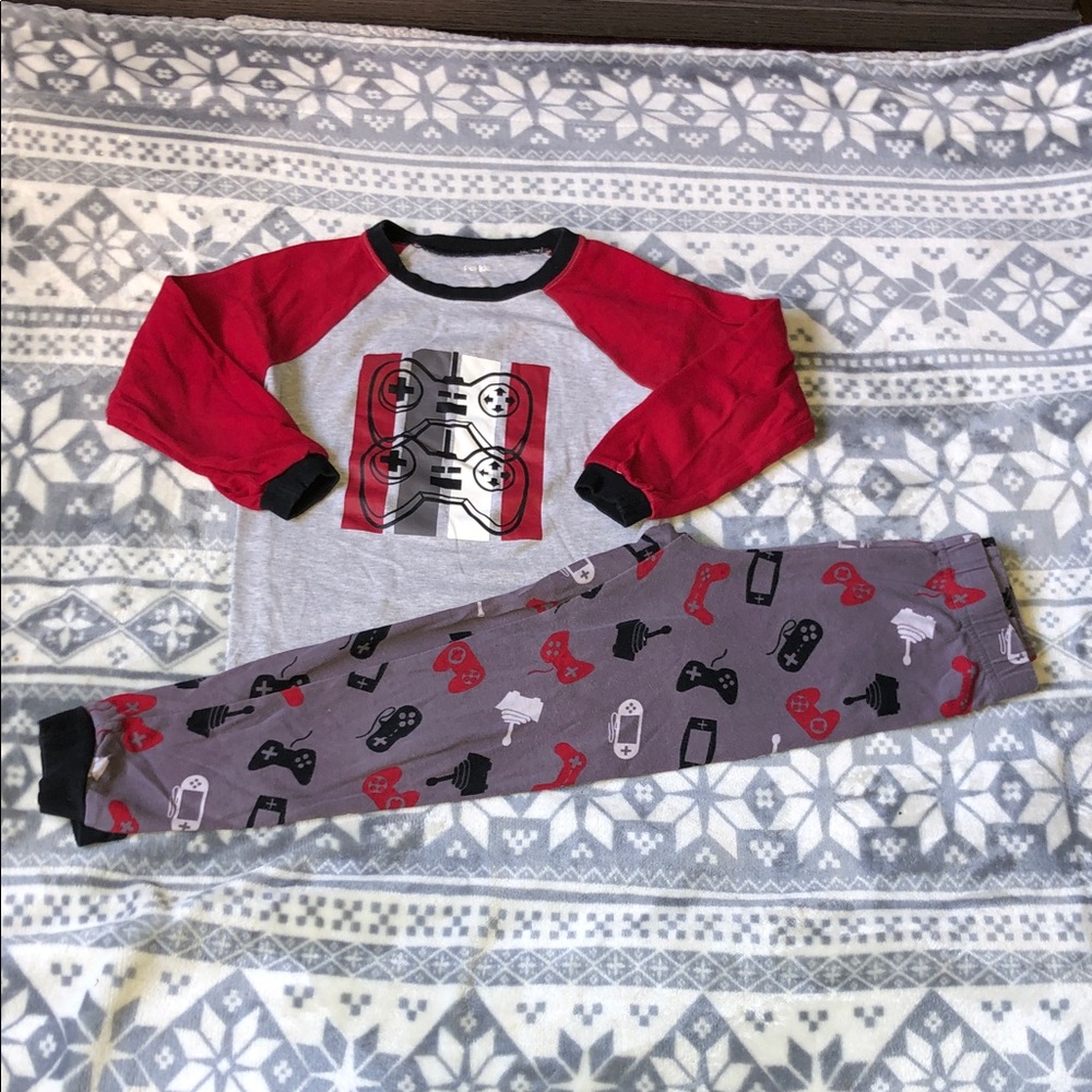 Kids Gray and Red Video Game Pajama Set